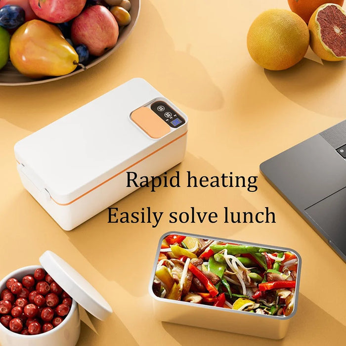 Large Capacity Electric Heated Lunch Box 304 Stainless Steel Inner for Office Workers / Students 1L Food Warmer / Heater - Yellow - 3