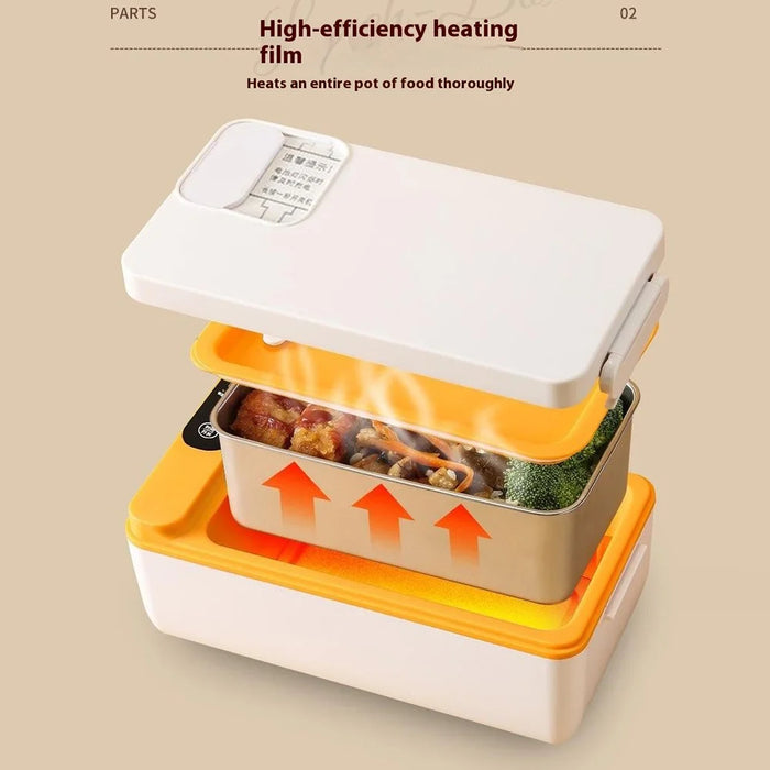 Large Capacity Electric Heated Lunch Box 304 Stainless Steel Inner for Office Workers / Students 1L Food Warmer / Heater - Yellow - 5