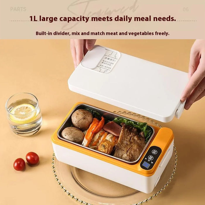 Large Capacity Electric Heated Lunch Box 304 Stainless Steel Inner for Office Workers / Students 1L Food Warmer / Heater - Yellow - 6