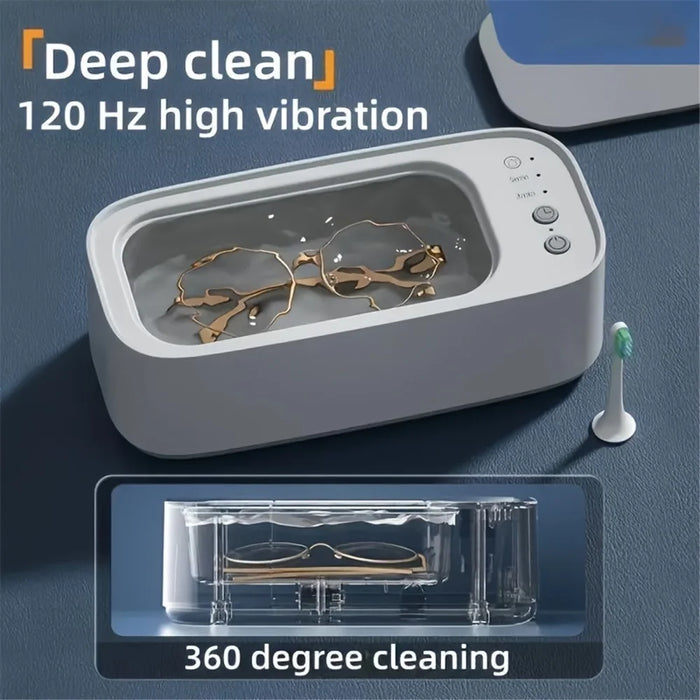 S700 Glasses Ultrasonic Cleaning Machine Vibration Cleaner Jewelry Washing Tool - White - 2
