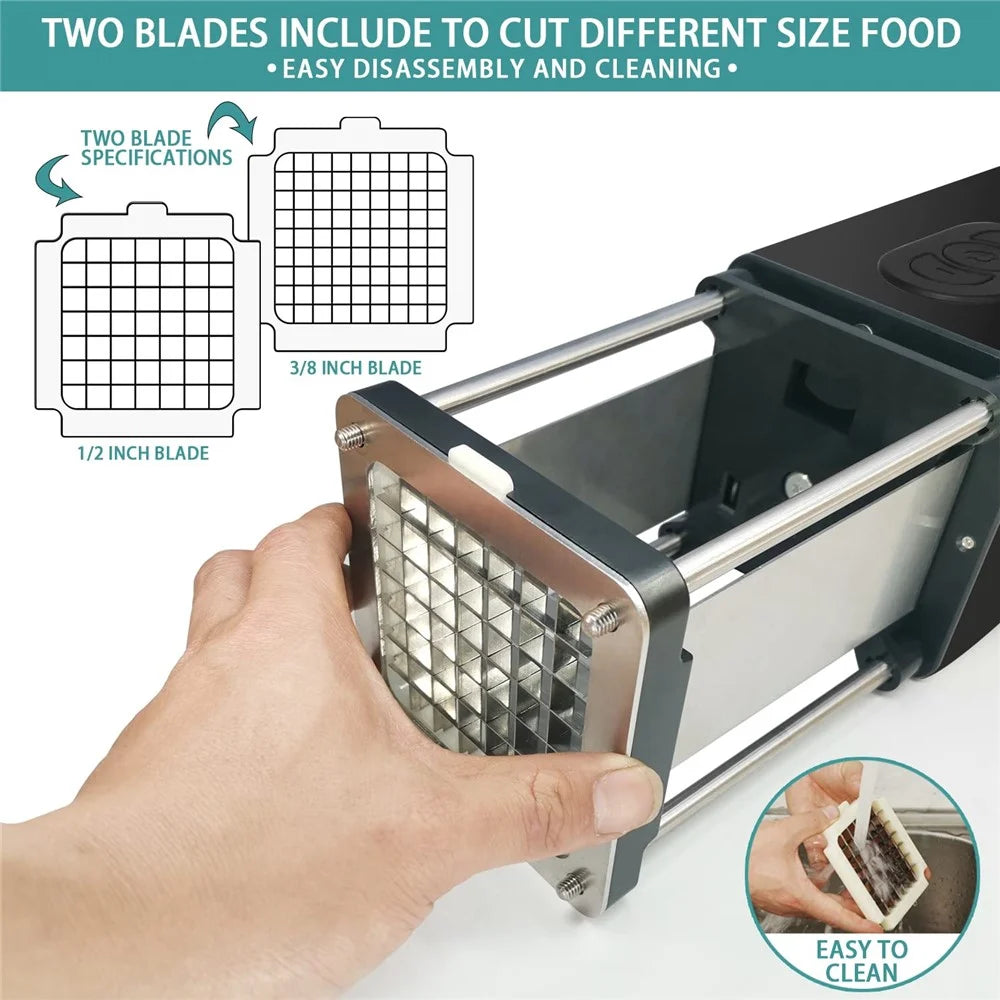 Electric Potato Cutter French Fries Vegetable Slicer Automatic Food Processor (No FDA, BPA Free) - EU Plug - 4