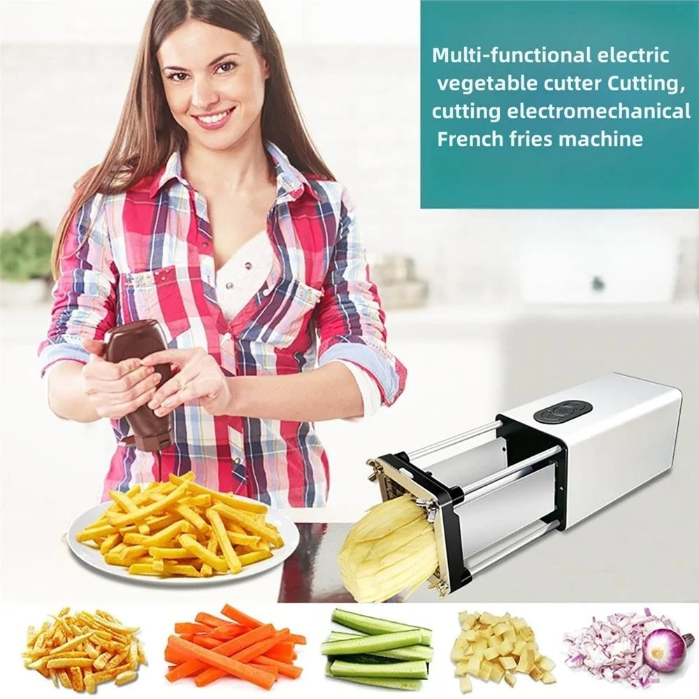 Automatic Electric French Fry Cutter Kitchen Potato Vegetable Slicer (No FDA, BPA Free) - EU Plug - 3