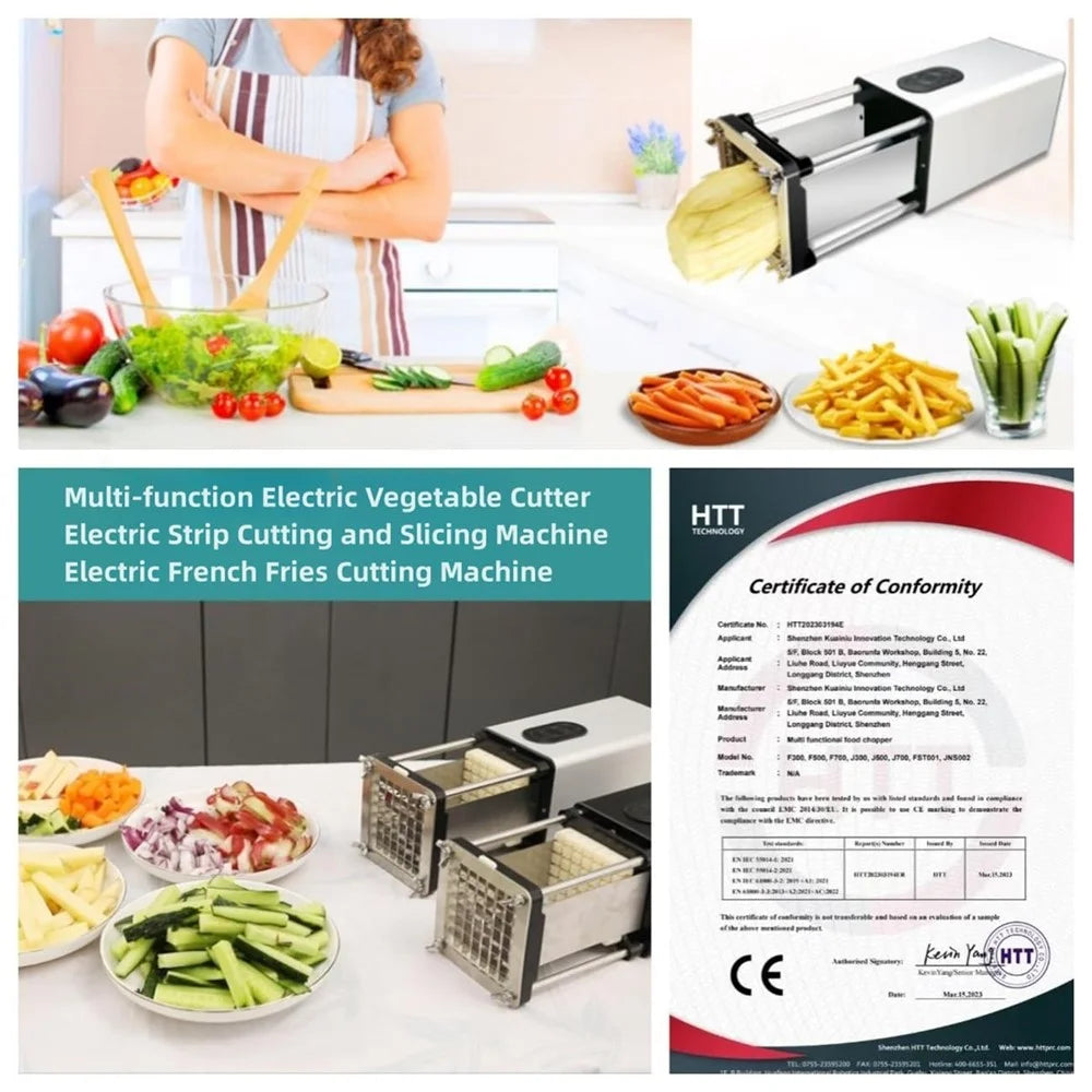 Automatic Electric French Fry Cutter Kitchen Potato Vegetable Slicer (No FDA, BPA Free) - EU Plug - 6