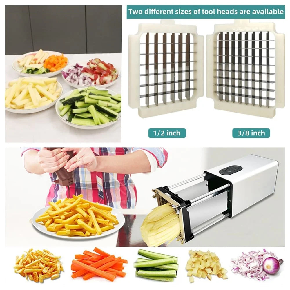 Automatic Electric French Fry Cutter Kitchen Potato Vegetable Slicer (No FDA, BPA Free) - EU Plug - 7