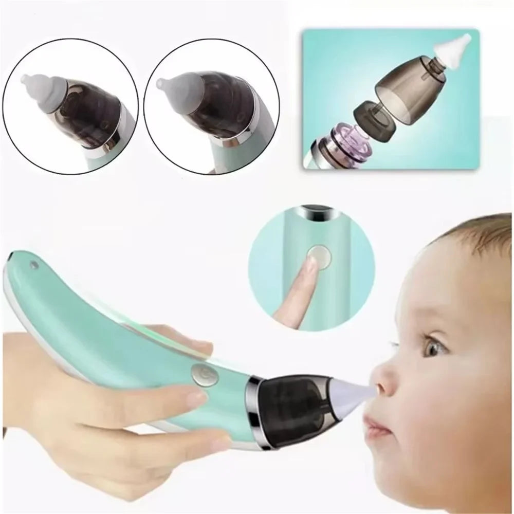 Baby Nasal Aspirator Electric Nose Cleaner for Newborns Infants Vacuum Suction Nose Cleaning Device - Blue - 3
