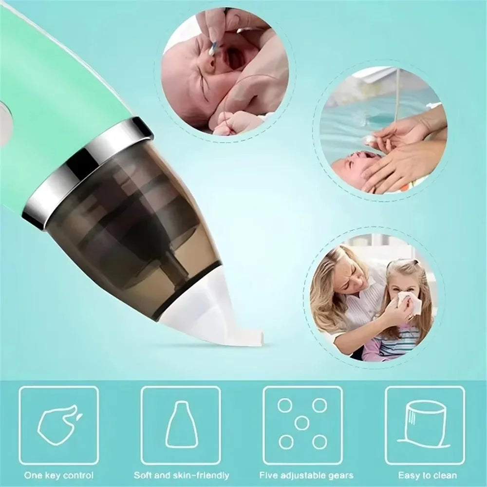 Baby Nasal Aspirator Electric Nose Cleaner for Newborns Infants Vacuum Suction Nose Cleaning Device - Blue - 4