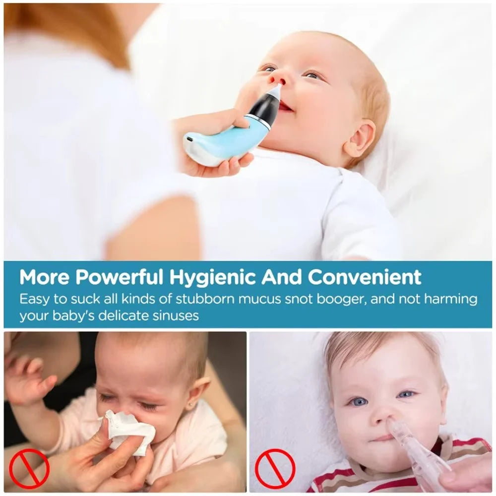 Baby Nasal Aspirator Electric Nose Cleaner for Newborns Infants Vacuum Suction Nose Cleaning Device - Blue - 5
