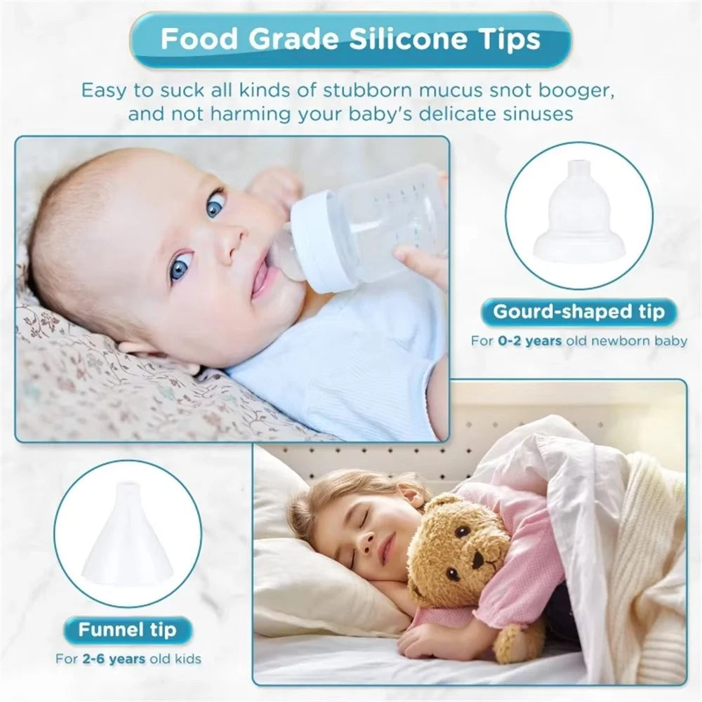 Baby Nasal Aspirator Electric Nose Cleaner for Newborns Infants Vacuum Suction Nose Cleaning Device - Blue - 7