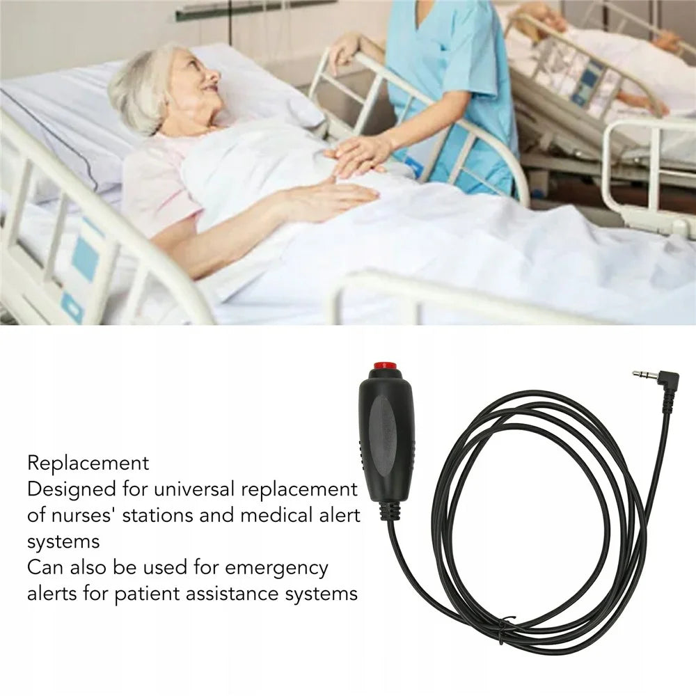 Nurse Call Button Waterproof Patient Emergency Alert System for Hospital / Nursing / Home - Black 2m / 3.5mm - 2
