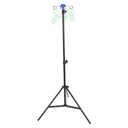 IV Drip Bag Stand Aluminum Alloy Foldable Base Adjustable Height IV Pole Stand with 4 Hooks - 1