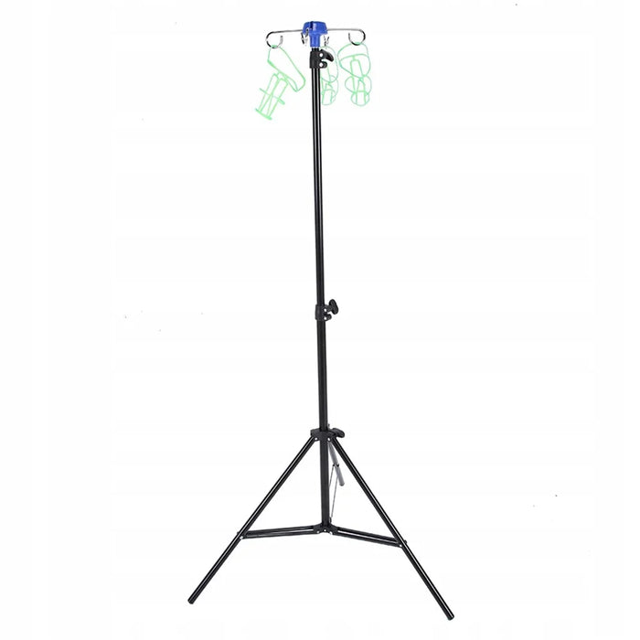 IV Drip Bag Stand Aluminum Alloy Foldable Base Adjustable Height IV Pole Stand with 4 Hooks - 1