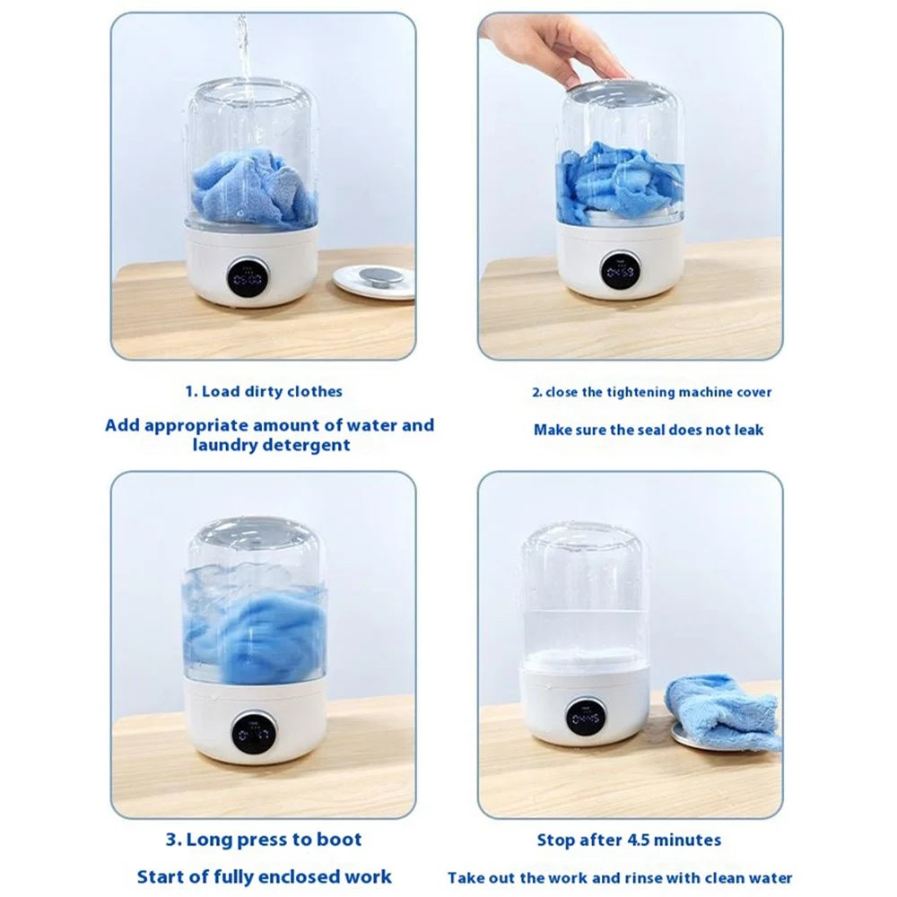 SANHUO YE02 1.2L Portable Mini Washing Machine for Travel Underwear Socks Cordless Cleaner - 4