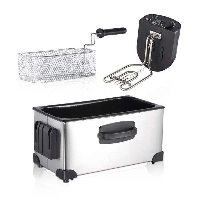 Electric Deep Fryer Home Commercial Use Fried Dough Sticks French Fries Chicken Wings Fryer (BPA Free, No FDA) - EU Plug - 2