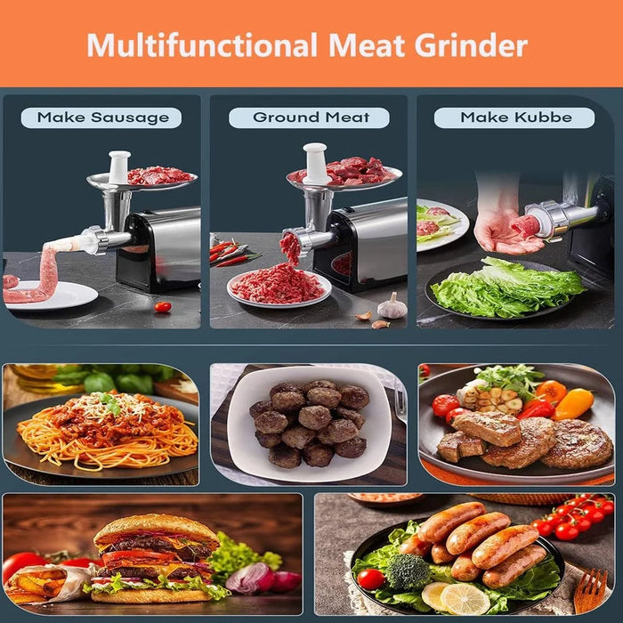Stainless Steel Electric Meat Grinder Multi-Function Sausage Stuffer Mincer Machine (BPA Free, No FDA) - EU Plug - 4