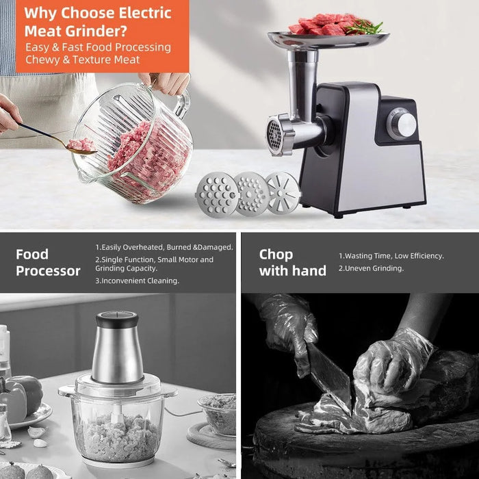 Stainless Steel Electric Meat Grinder Multi-Function Sausage Stuffer Mincer Machine (BPA Free, No FDA) - EU Plug - 5