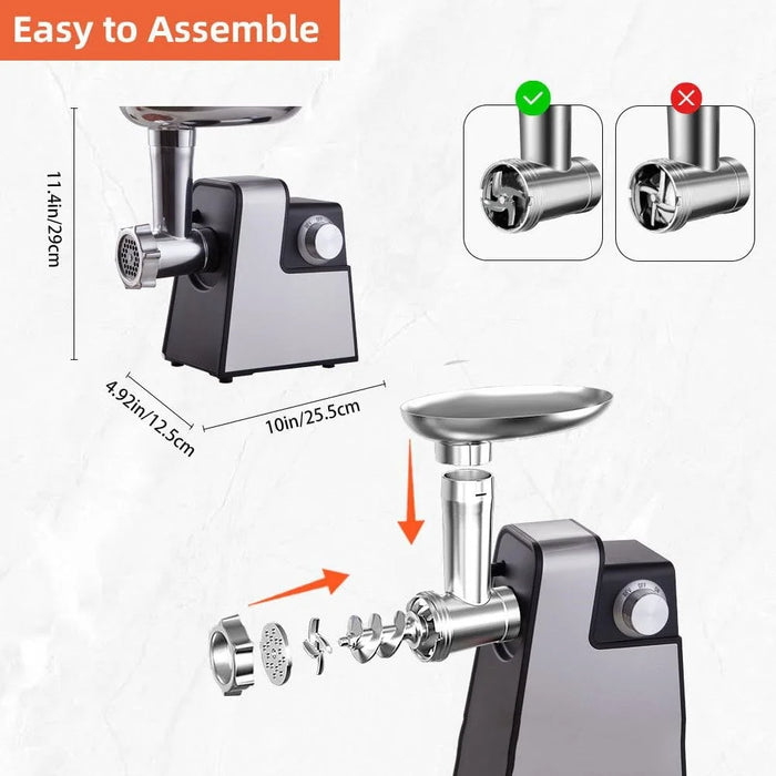 Stainless Steel Electric Meat Grinder Multi-Function Sausage Stuffer Mincer Machine (BPA Free, No FDA) - EU Plug - 7