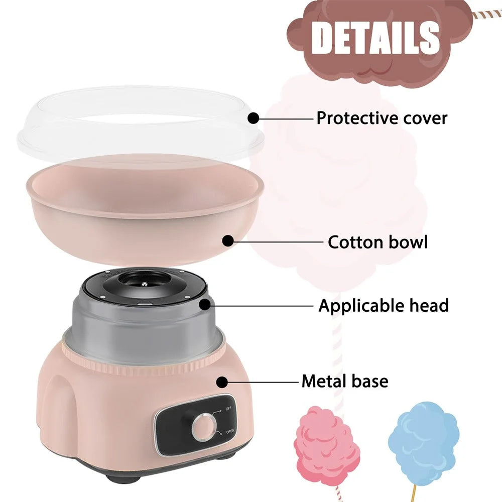 NORYONG Mini Cotton Candy Maker for Kids Home Use 500W Electric Cotton Candy Machine, EU Plug (BPA Free, No FDA) - Pink - 2