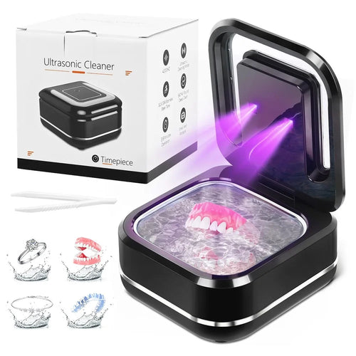 Ultrasonic Retainer Cleaner 42,000Hz 4 Modes Denture Cleaner for Mouth Guards, Braces, Toothbrush Heads, EU Plug - Black - 1