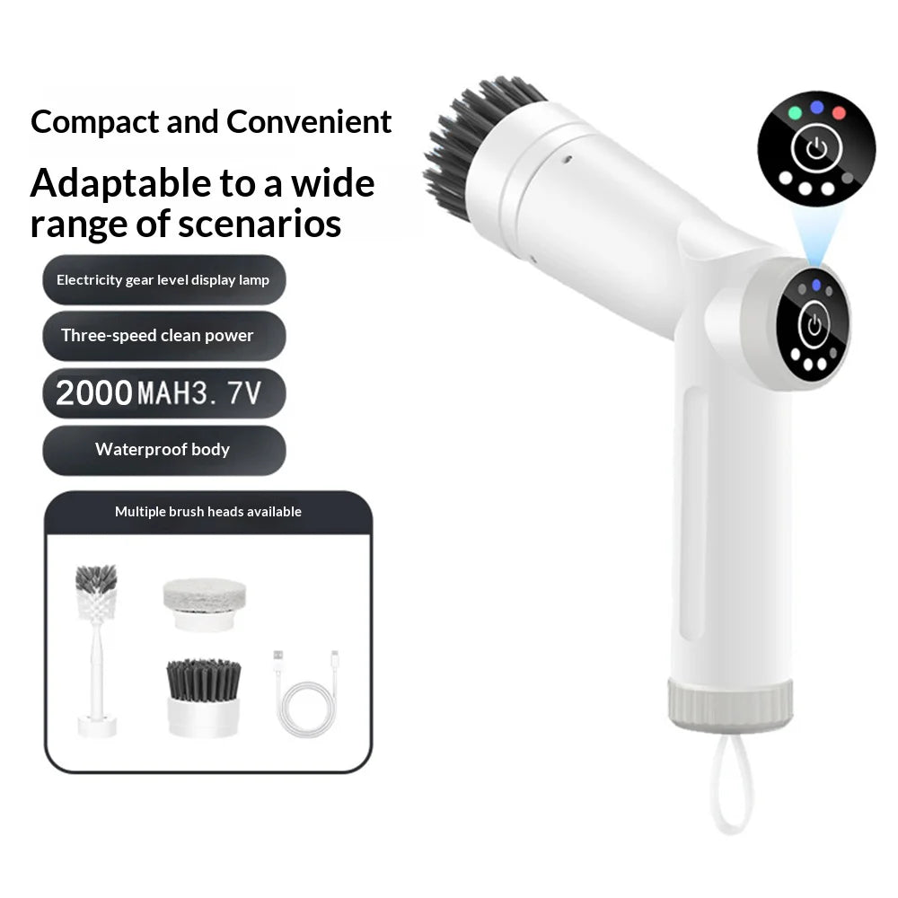 K-117 3 Speeds Adjustable Electric Cleaning Brush IPX7 Waterproof Multi-Function Cordless Scrubber - White - 5