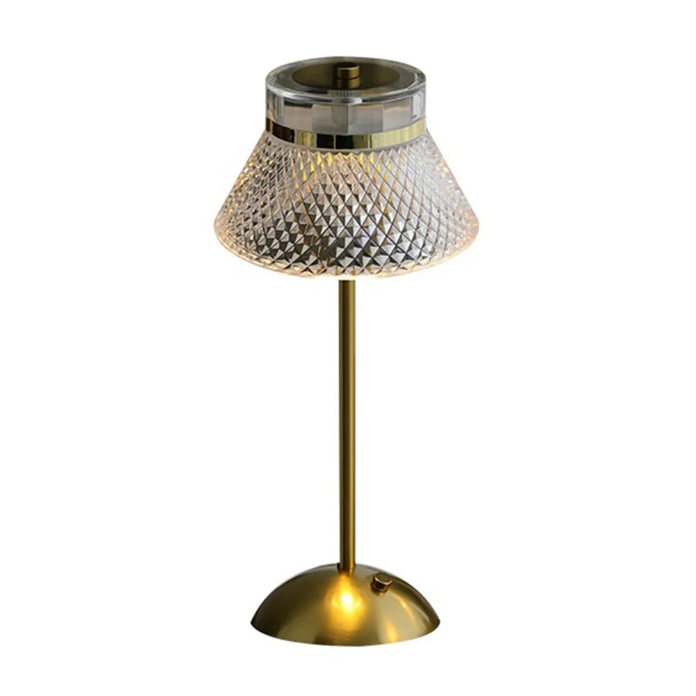 7030 Modern Acrylic Table Lamp 3 Color Temperature Touch Bedside Night Light for Bedroom Living Room - Gold/Style A - 1