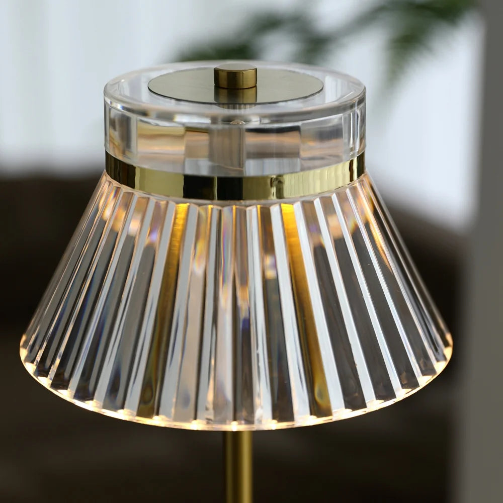 7030 Modern Acrylic Table Lamp 3 Color Temperature Touch Bedside Night Light for Bedroom Living Room - Gold/Style A - 3