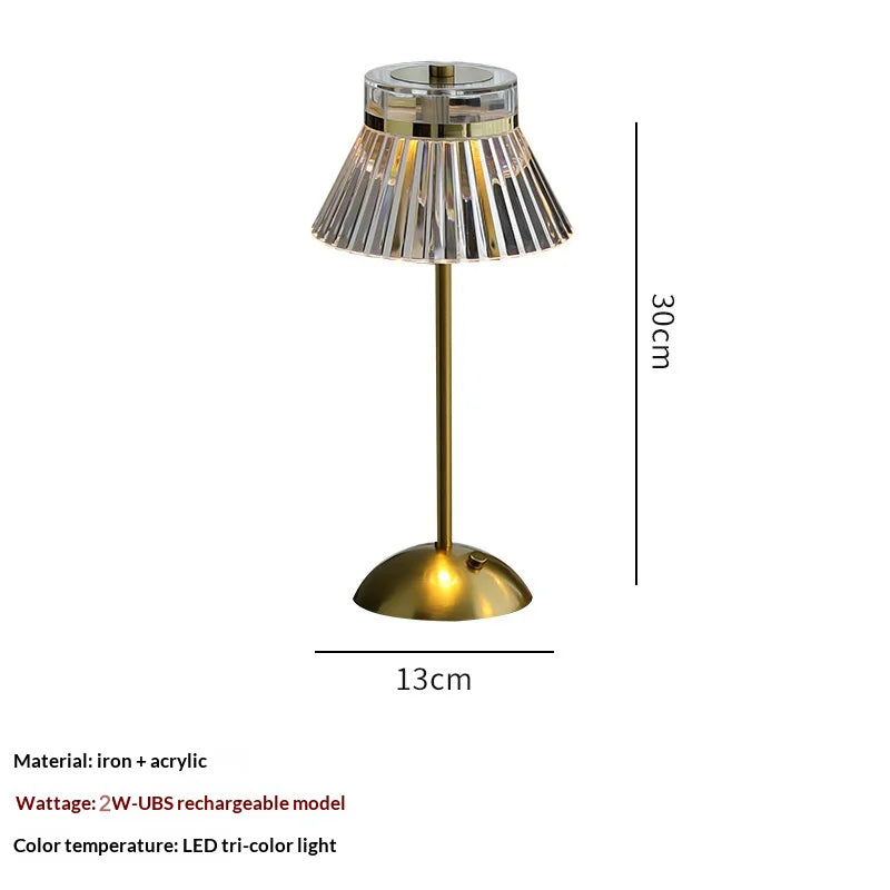 7030 Modern Acrylic Table Lamp 3 Color Temperature Touch Bedside Night Light for Bedroom Living Room - Gold/Style A - 6
