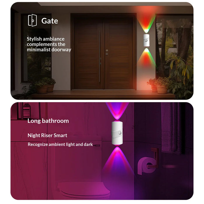 YSJ-008A 1Pc RGB Night Light Smart Motion Sensor 4-level Brightness Magnetic Wall Light for Hallway - White - 6