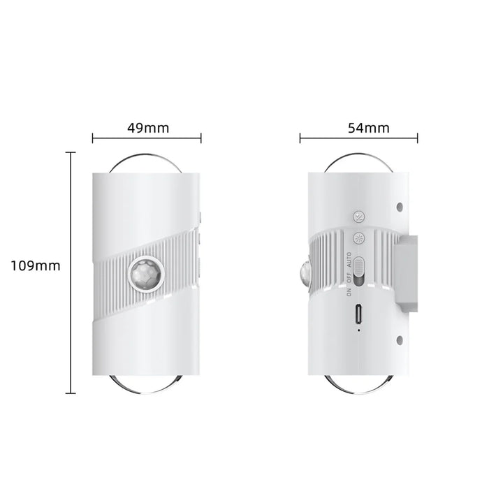 YSJ-008A 1Pc RGB Night Light Smart Motion Sensor 4-level Brightness Magnetic Wall Light for Hallway - White - 7