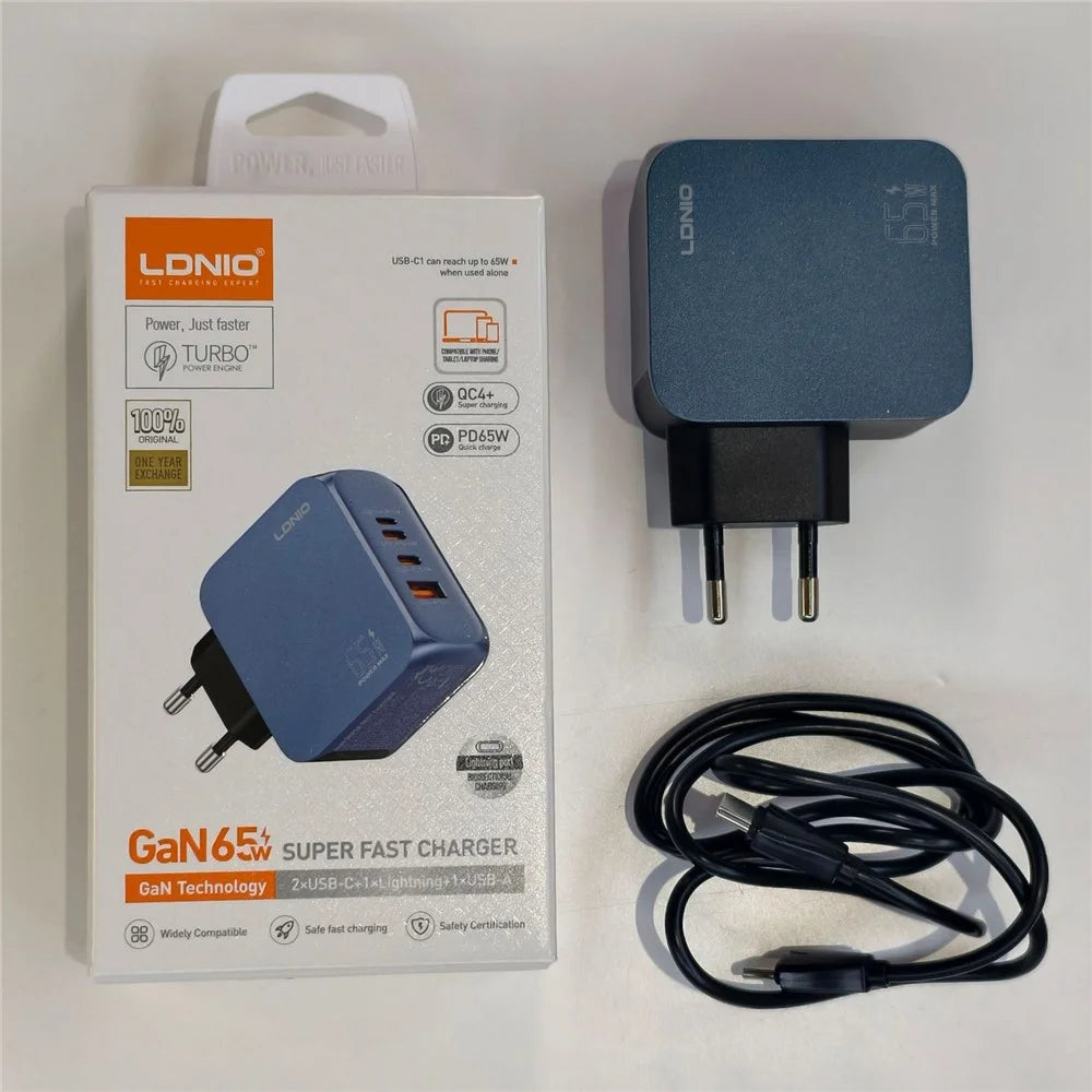 LDNIO Q6 45W GaN Charger Dual Port USB-C USB-A Fast Charging Station for Phone Tablet Laptop - Blue  /  EU Plug - 6