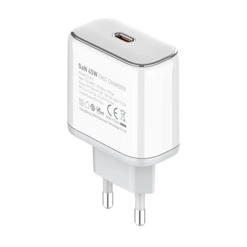 LDNIO Q1415 45W GaN Fast Charger Dual Port PD Fast Charging Wall Charger with 1.2m USB Cable for Phone Laptop - White - 1