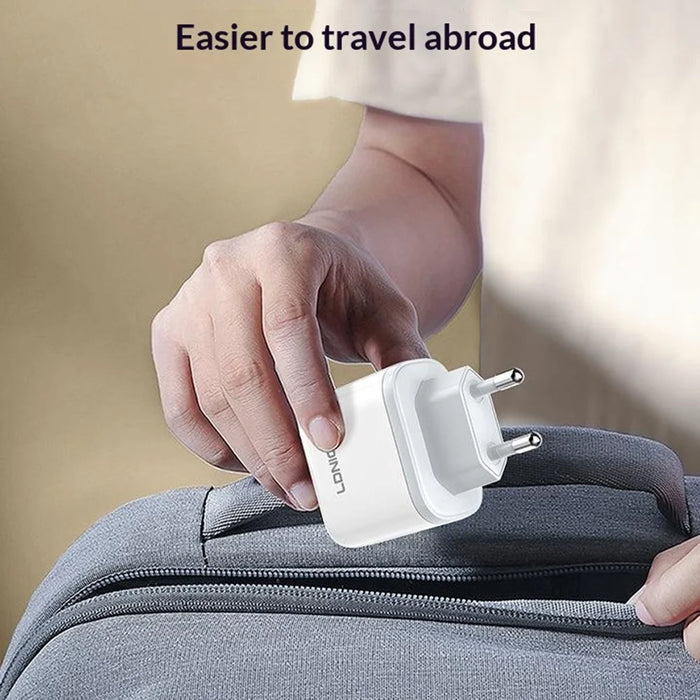 LDNIO Q1415 45W GaN Fast Charger Dual Port PD Fast Charging Wall Charger with 1.2m USB Cable for Phone Laptop - White - 5