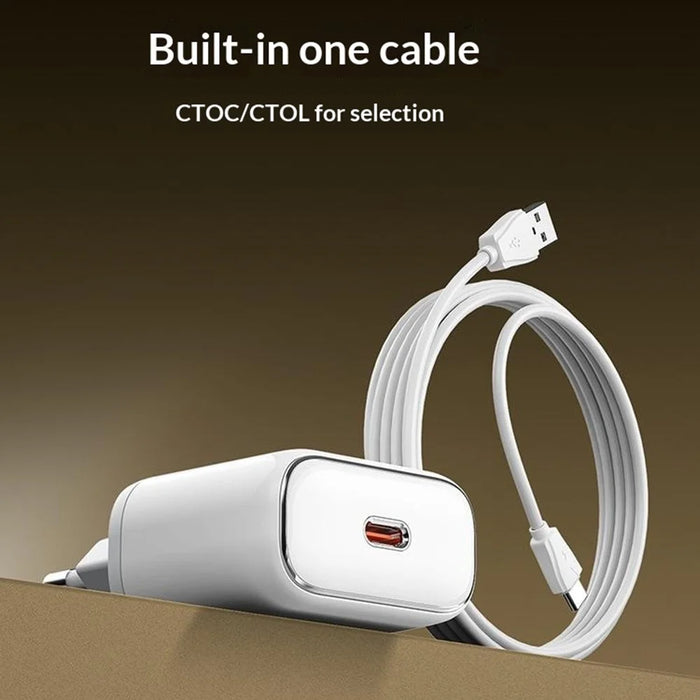LDNIO Q1415 45W GaN Fast Charger Dual Port PD Fast Charging Wall Charger with 1.2m USB Cable for Phone Laptop - White - 6
