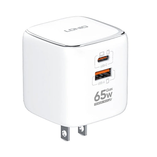 LDNIO Q2617 65W GaN Fast Charger 2 USB-C + 1 USB-A 3-Port with USB Cable Interchangeable Plugs Charging Station for Apple Huawei Xiaomi Laptop Tablet - White - 1