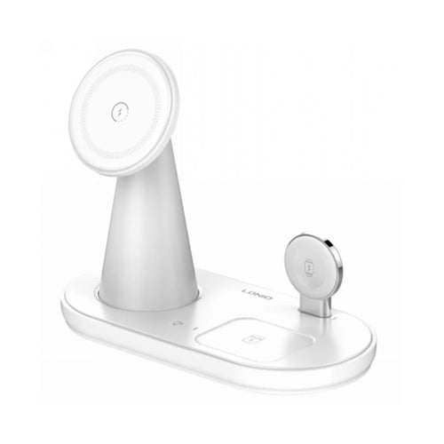 LDNIO WL01 5-in-1 Multifunctional Wireless Charging Station 15W Magnetic Charger Stand for Phone Watch Earbuds with Night Light - White - 1