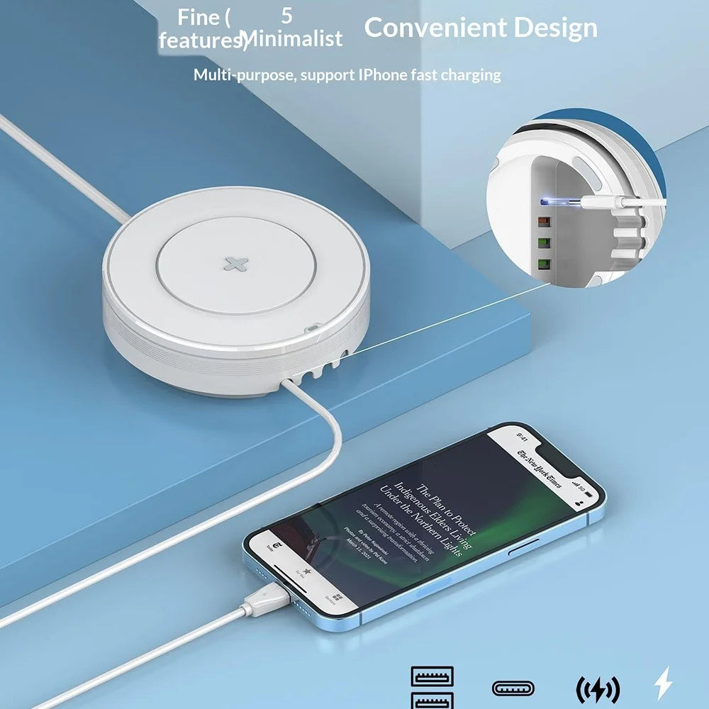 LDNIO AW003 Desktop Wireless Charger with LED Night Light 32W 4 USB Ports PD 30W QC3.0 18W Fast Charging Station - 4