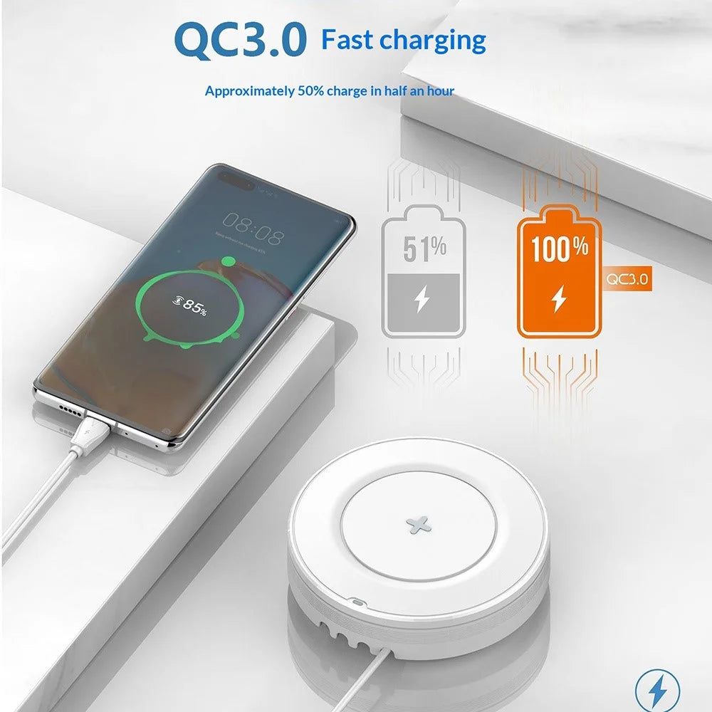 LDNIO AW003 Desktop Wireless Charger with LED Night Light 32W 4 USB Ports PD 30W QC3.0 18W Fast Charging Station - 5