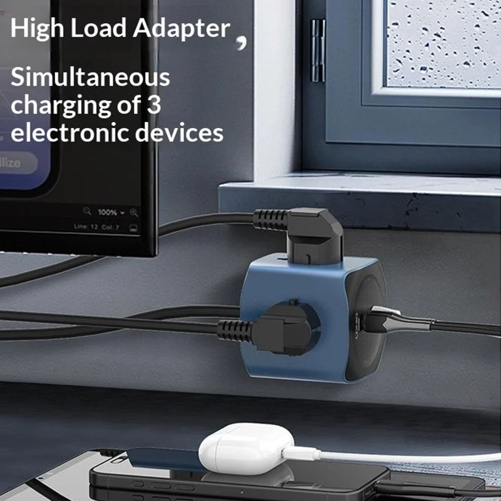LDNIO SE3338 65W GaN Power Strip 3 AC Outlets 3 USB Ports Fast Charging Station Power Socket with 2m Cable for Office Travel - Blue  /  EU Plug - 5