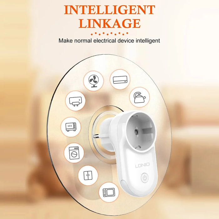 LDNIO SEW1058 4000W Smart WiFi Power Plug 16A Remote Control Power Socket Wall Charger with LED Light - White - 3