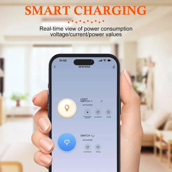 LDNIO SEW1058 4000W Smart WiFi Power Plug 16A Remote Control Power Socket Wall Charger with LED Light - White - 6