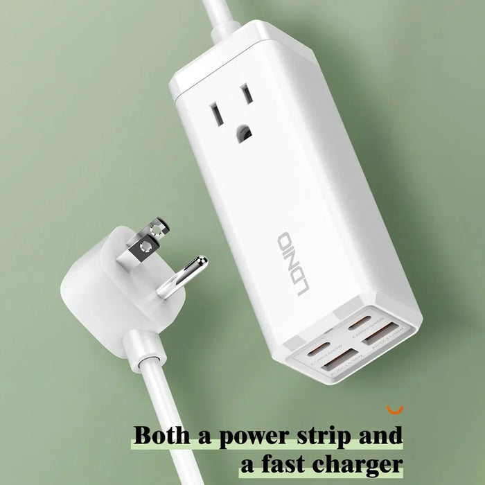LDNIO SC1418 65W GaN Power Strip 1 AC Outlet+4 USB Ports Fast Charging Station Power Socket for Laptop Tablet Phone - White - 2