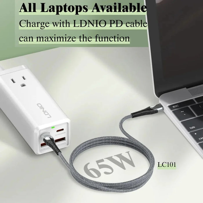 LDNIO SC1418 65W GaN Power Strip 1 AC Outlet+4 USB Ports Fast Charging Station Power Socket for Laptop Tablet Phone - White - 7