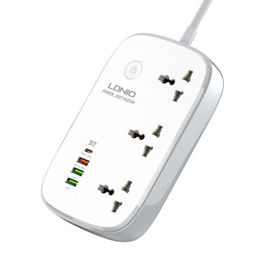 LDNIO SCW3451 Smart WiFi Power Strip 3 AC Outlets + 4 USB Ports 30W Fast Charging Remote Control Charger Power Socket - White - 1