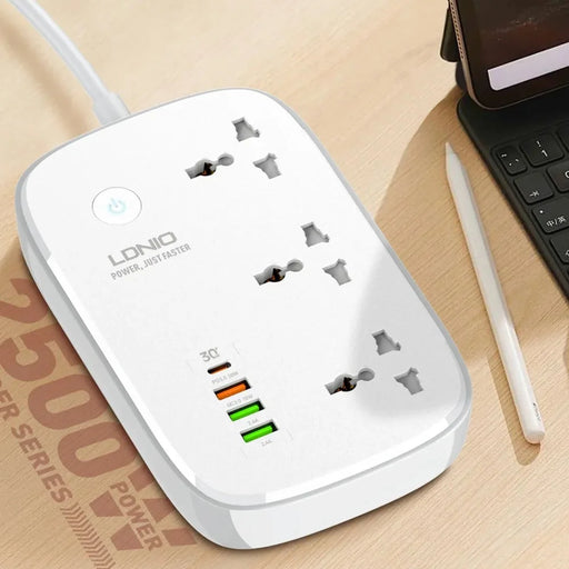 LDNIO SCW3451 Smart WiFi Power Strip 3 AC Outlets + 4 USB Ports 30W Fast Charging Remote Control Charger Power Socket - White - 2
