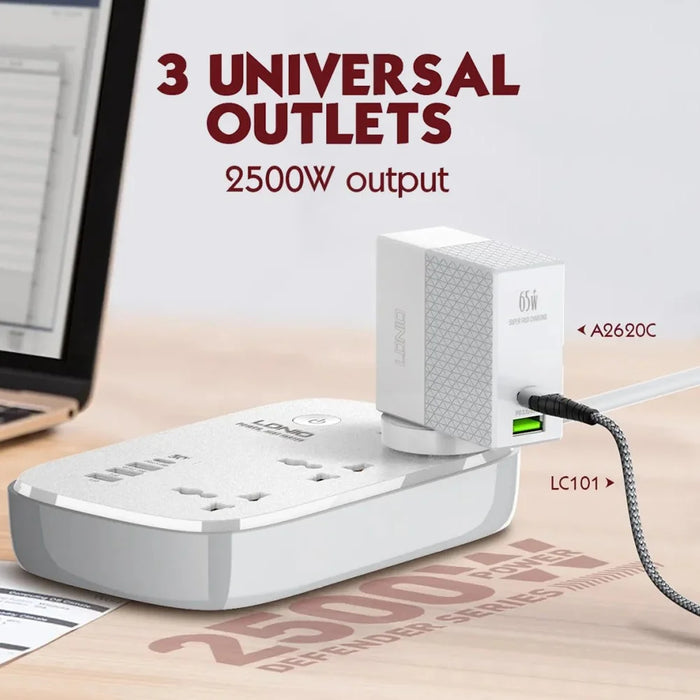 LDNIO SCW3451 Smart WiFi Power Strip 3 AC Outlets + 4 USB Ports 30W Fast Charging Remote Control Charger Power Socket - White - 3