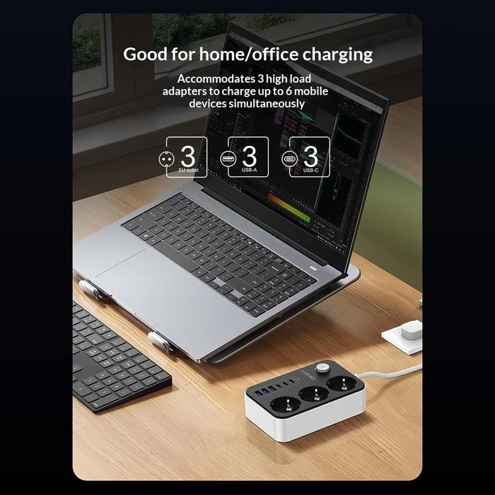 LDNIO SE3631C 20W Fast Charging Power Strip 3 EU Plug AC Outlets 6 USB Ports Power Socket with 2m Cable - Black  /  EU Plug - 4