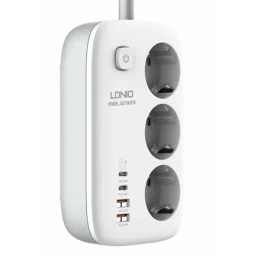 LDNIO SE3436 65W GaN Power Strip Fast Charging 3 EU Plug AC Outlets 4 USB Ports Extension Cord Desktop Power Socket - White - 1