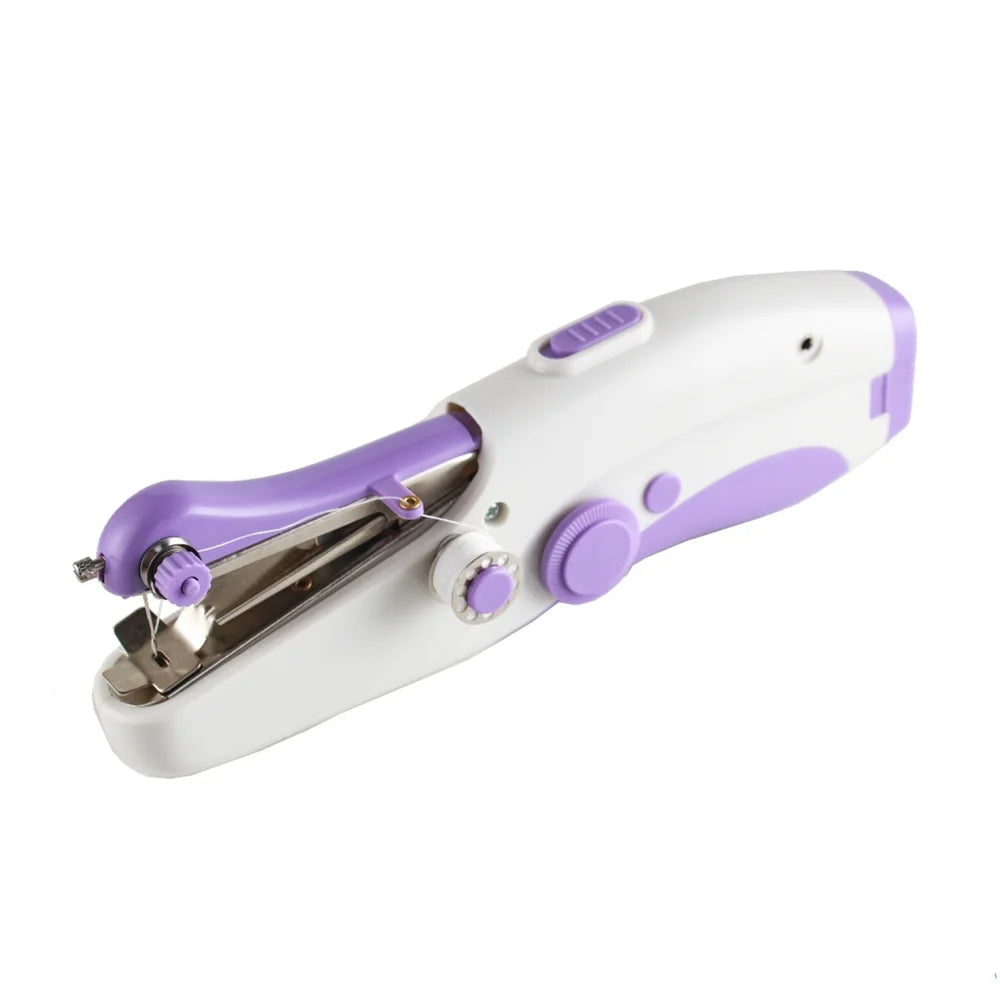 Portable Mini Sewing Machine for Curtain Fabric Repair Electric Handheld Sewing Machine - Purple+White - 1