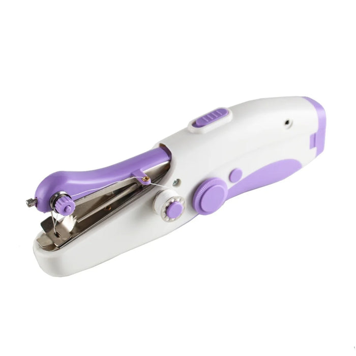 Portable Mini Sewing Machine for Curtain Fabric Repair Electric Handheld Sewing Machine - Purple+White - 1
