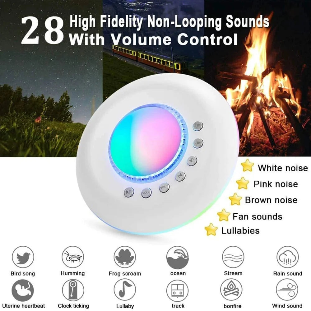 Baby Sleep Sound Machine White Noise Night Light Star Projector Sleep Aid with Timer for Nursery - White - 3