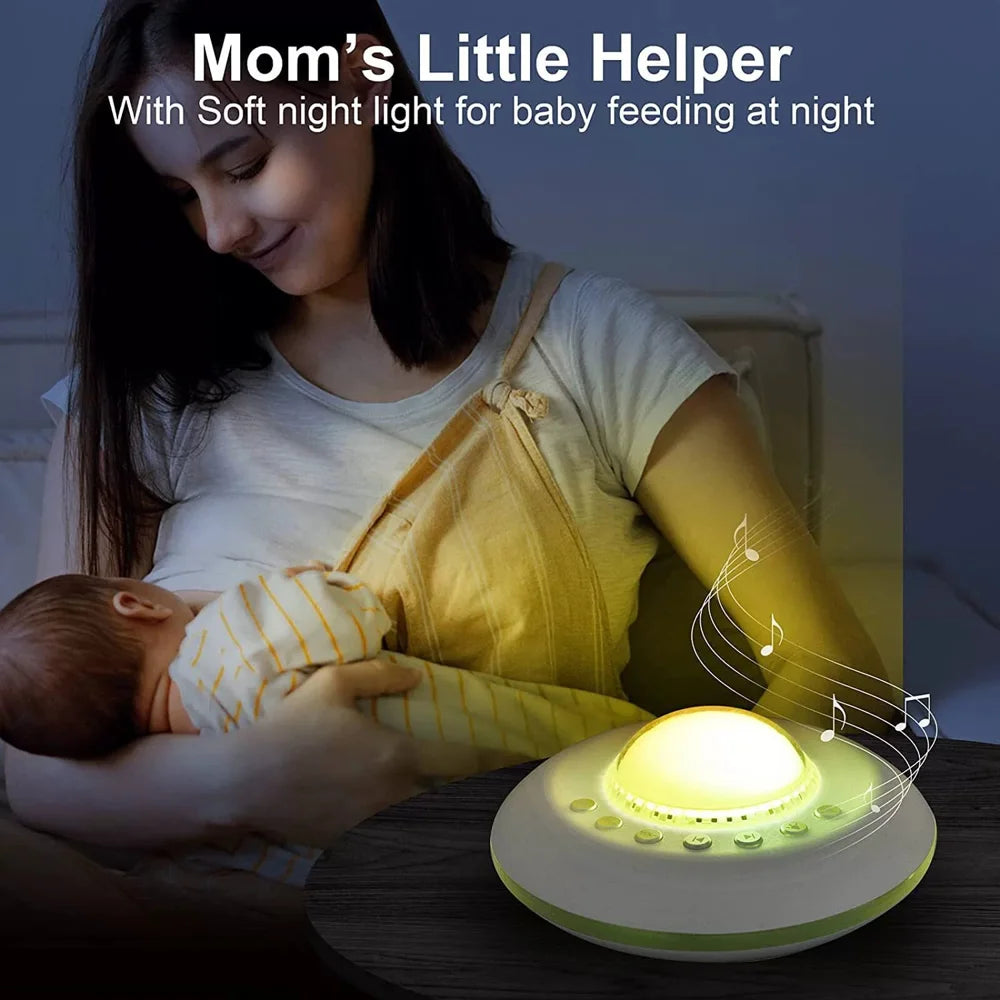 Baby Sleep Sound Machine White Noise Night Light Star Projector Sleep Aid with Timer for Nursery - White - 5